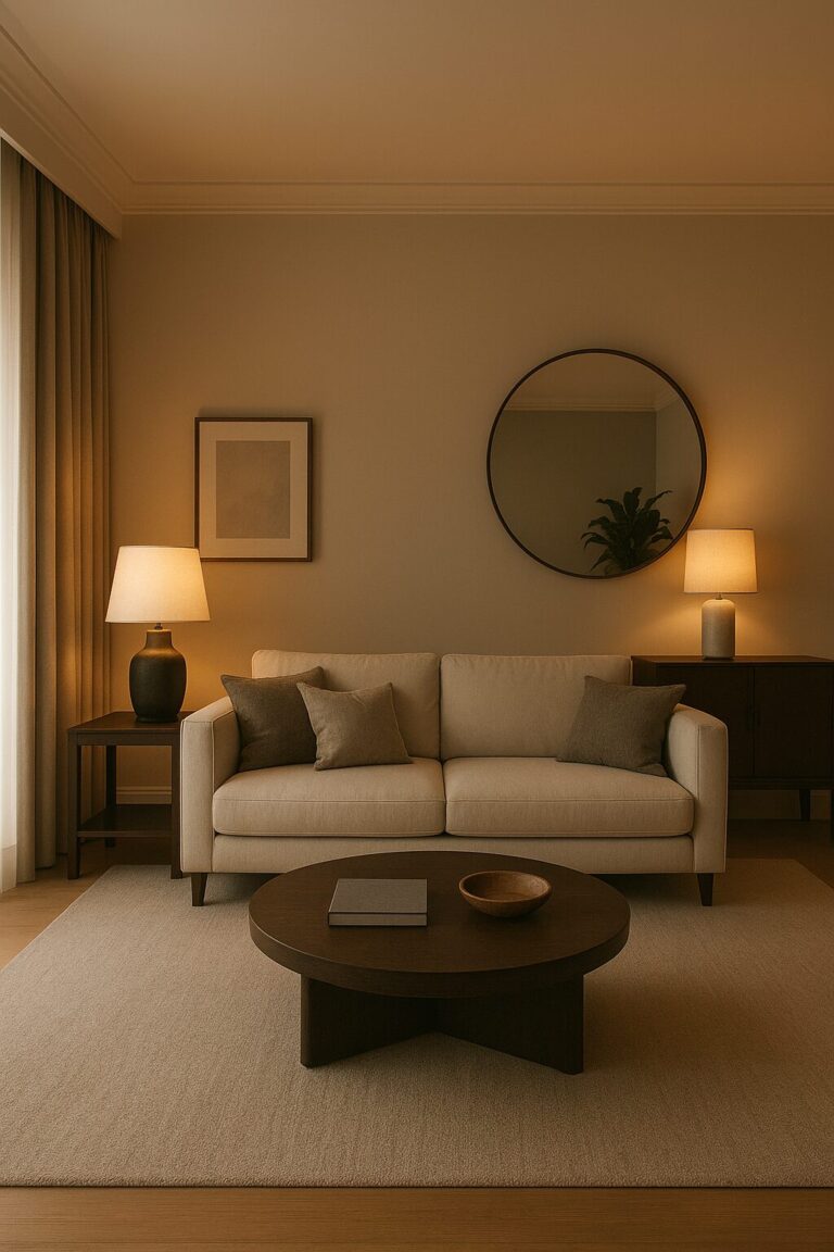 Luxury interior design in Nigeria featuring a modern living room by Farsad Concept & Solutions with layered lighting and elegant décor.